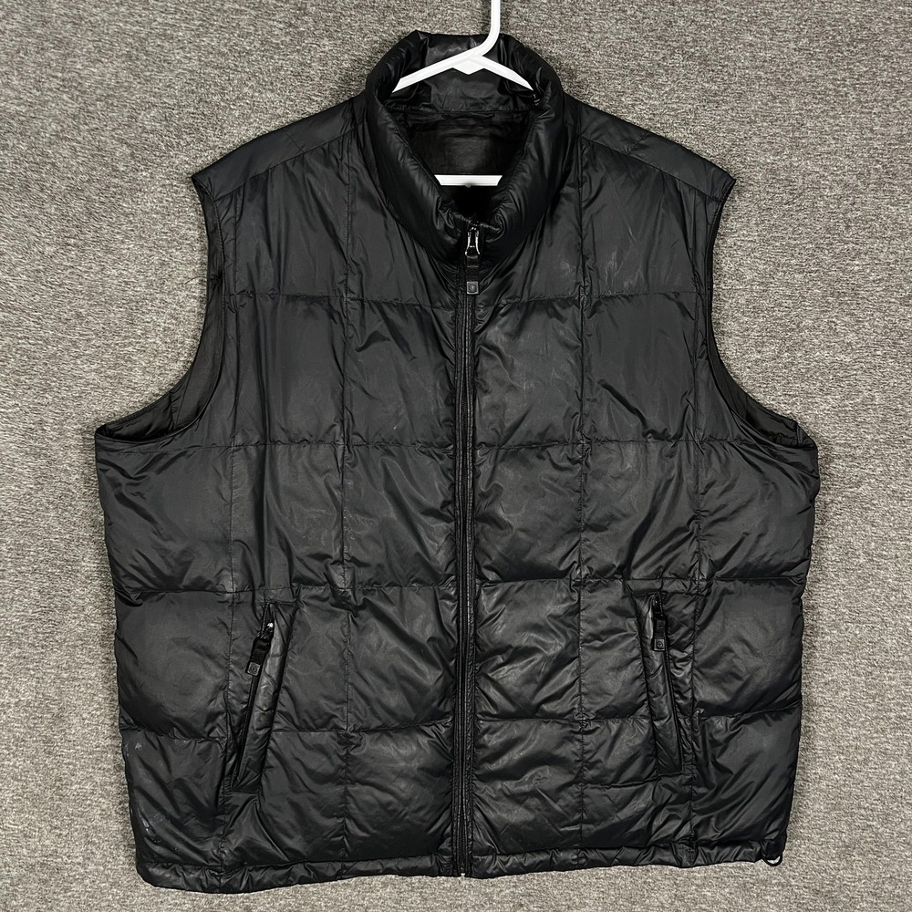 Tumi Tech Vest Mens 2XL Black Puffer Goose Down Insulated Nylon Zip‎ Pockets